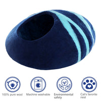 HKM-7175485 Handcrafted Merino Wool Cat House | Cozy, Safe, and Washable Pet Nest
