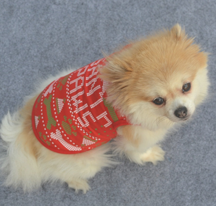 HKM-7175613 Cozy Cotton Dog Christmas Sweatshirt Vest in Multiple Styles and Sizes