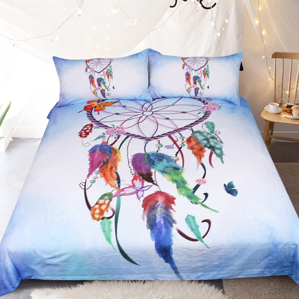 HKM-717715 Dreamcatcher Three-Piece Polyester Bedding Set with Duvet Cover and Pillow Shams