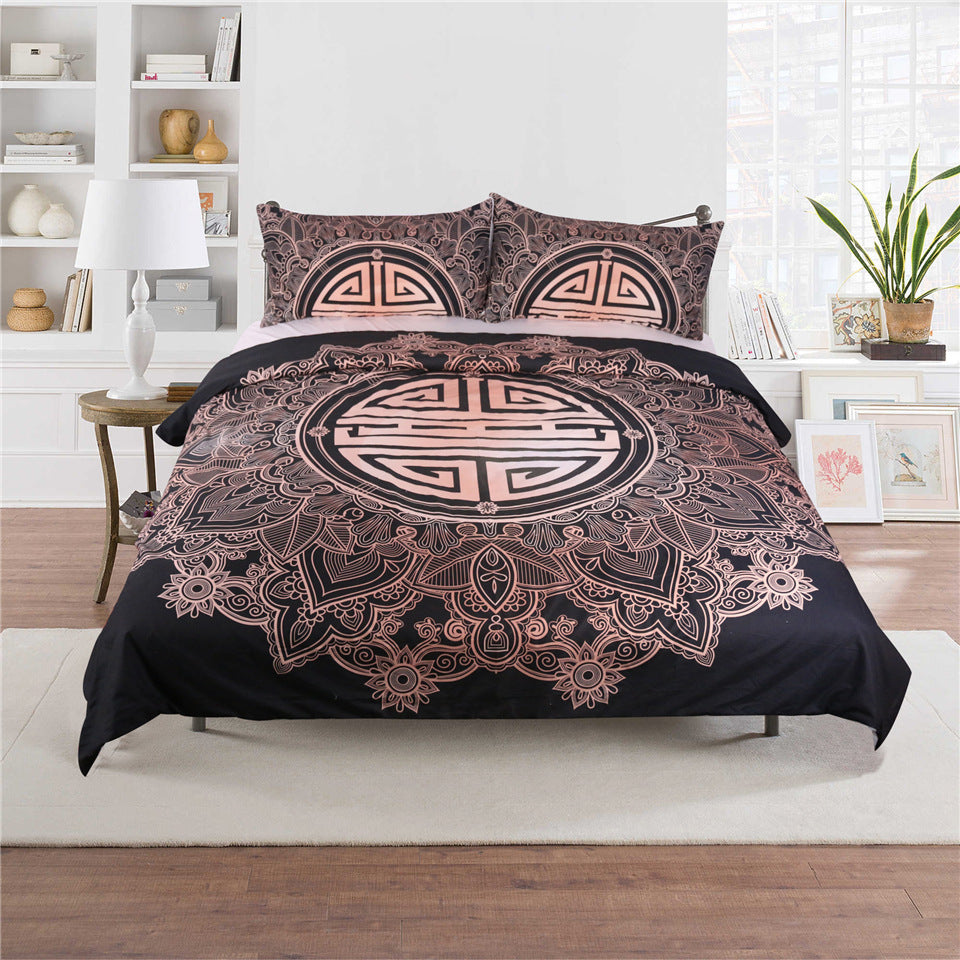 HKM-717715 Elegant 3-Piece Quilt Cover Set with Pillowcases in Multiple Sizes