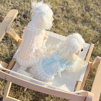 HKM-7177789 Chiffon Lace Bow Dress for Pets - Stylish Blue and Pink Skirt - Sizes 2XS to 3XL