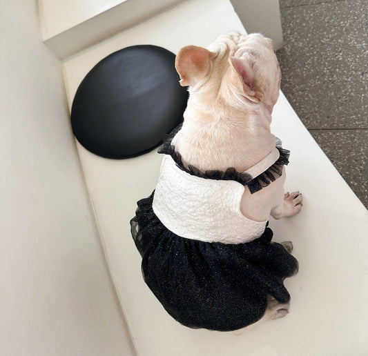 HKM-7178813 Pomeranian Princess Mesh Dress in Black and White, Sizes S-XXL