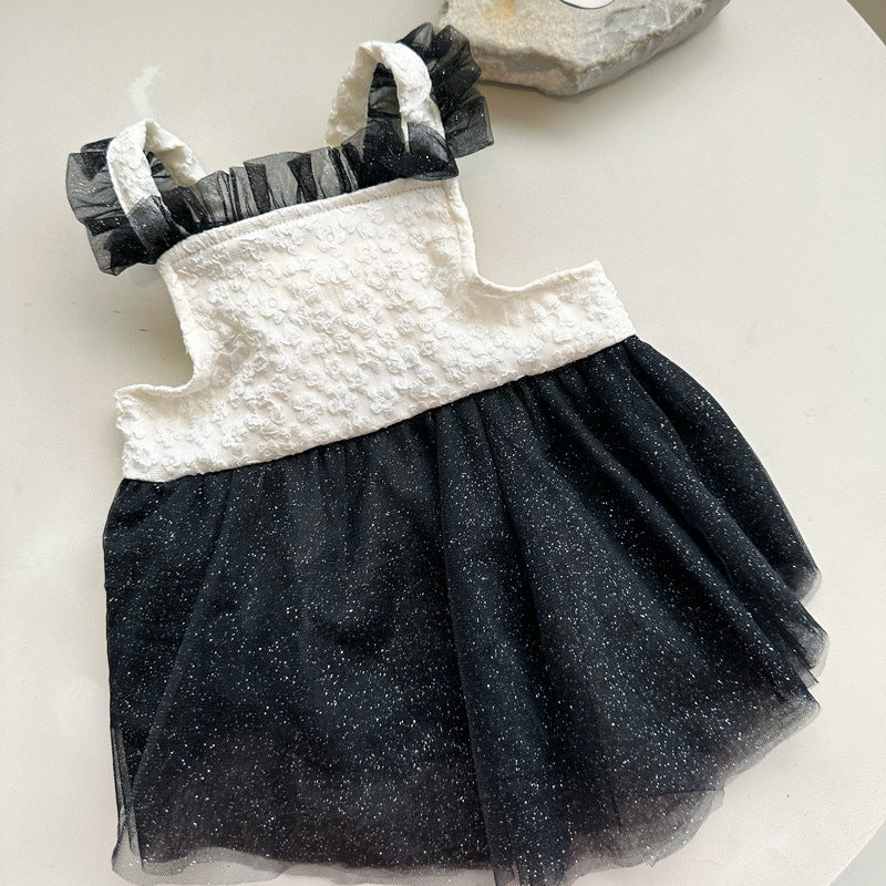 HKM-7178813 Pomeranian Princess Mesh Dress in Black and White, Sizes S-XXL