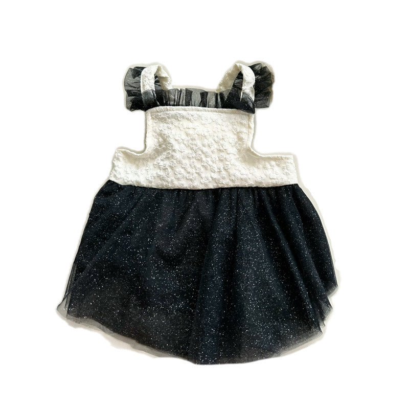 HKM-7178813 Pomeranian Princess Mesh Dress in Black and White, Sizes S-XXL