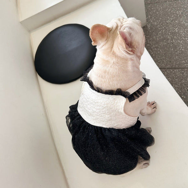 HKM-7178813 Pomeranian Princess Mesh Dress in Black and White, Sizes S-XXL
