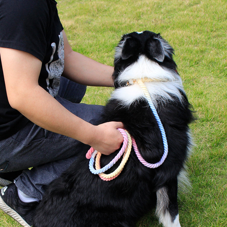 HKM-7180989 Adjustable Rainbow Cotton Dog Leash ¨C 1.8m Lightweight Traction Rope