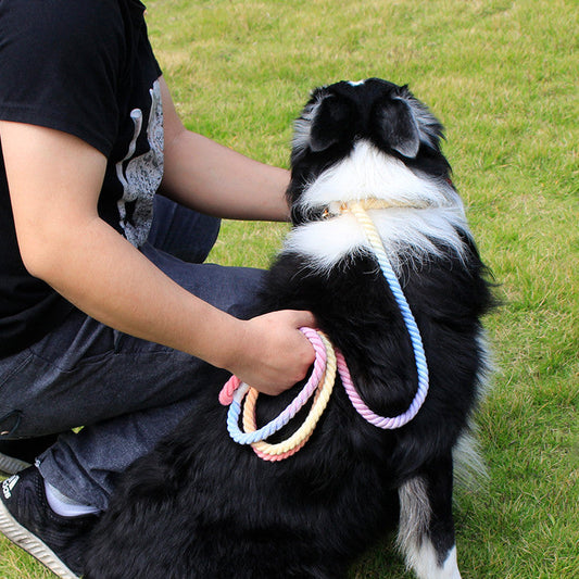 HKM-7180989 Adjustable Rainbow Cotton Dog Leash ¨C 1.8m Lightweight Traction Rope