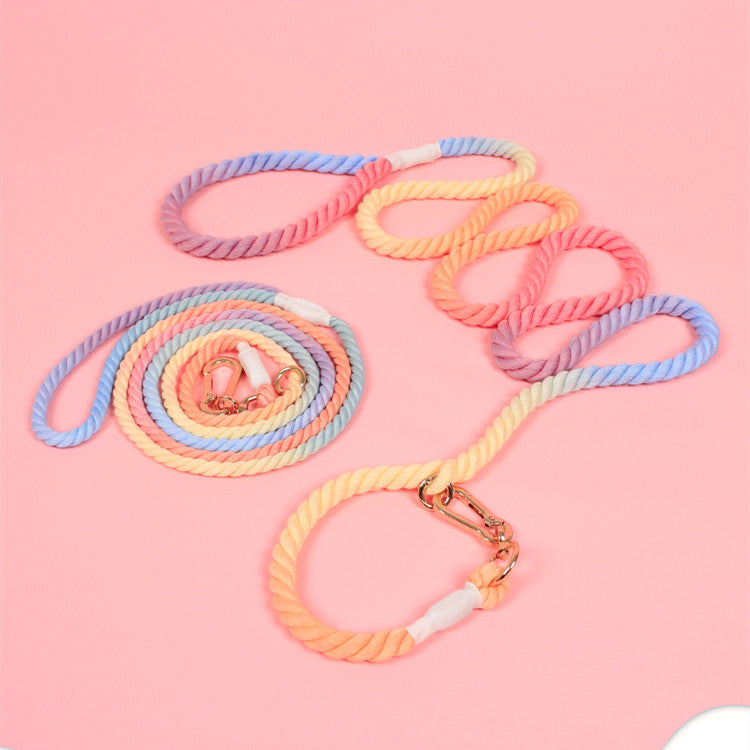 HKM-7180989 Adjustable Rainbow Cotton Dog Leash ¨C 1.8m Lightweight Traction Rope