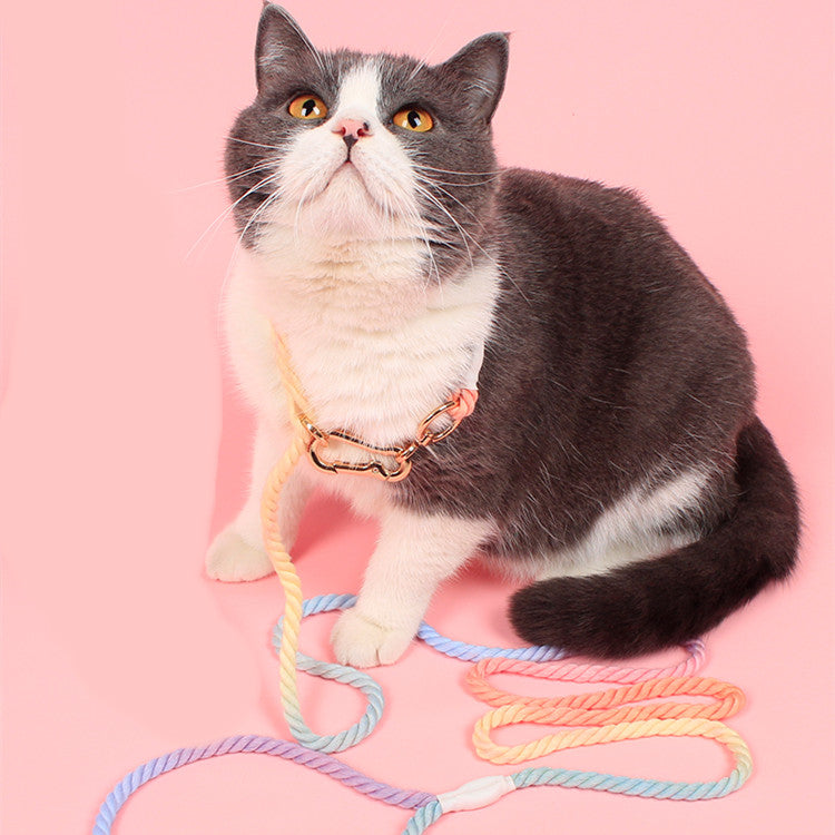 HKM-7180989 Adjustable Rainbow Cotton Dog Leash ¨C 1.8m Lightweight Traction Rope