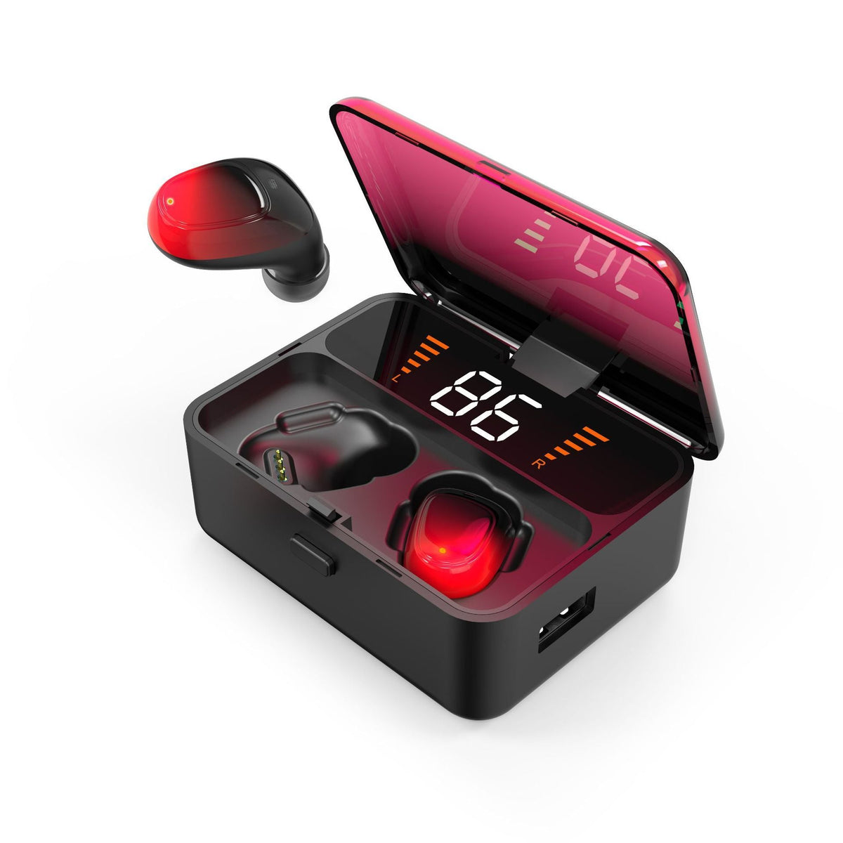 HKM-718099 Wireless Headset with Digital Display and Gradient Color, Bluetooth 5.0, 20m Range, Stereo Sound, Voice Control, Multi-Point Connection