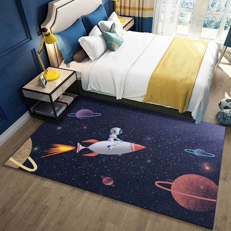 HKM-718227 Cute Cartoon Robot Area Rug - Soft Velvet Non-Slip Mat for Home and Hotel Use, Multiple Sizes Available