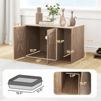 HKM-7182653 Cat Litter Box Enclosure with Scratching Board and Side Table Functionality - Walnut Brown, 31.5 x 19 x 20 Inch