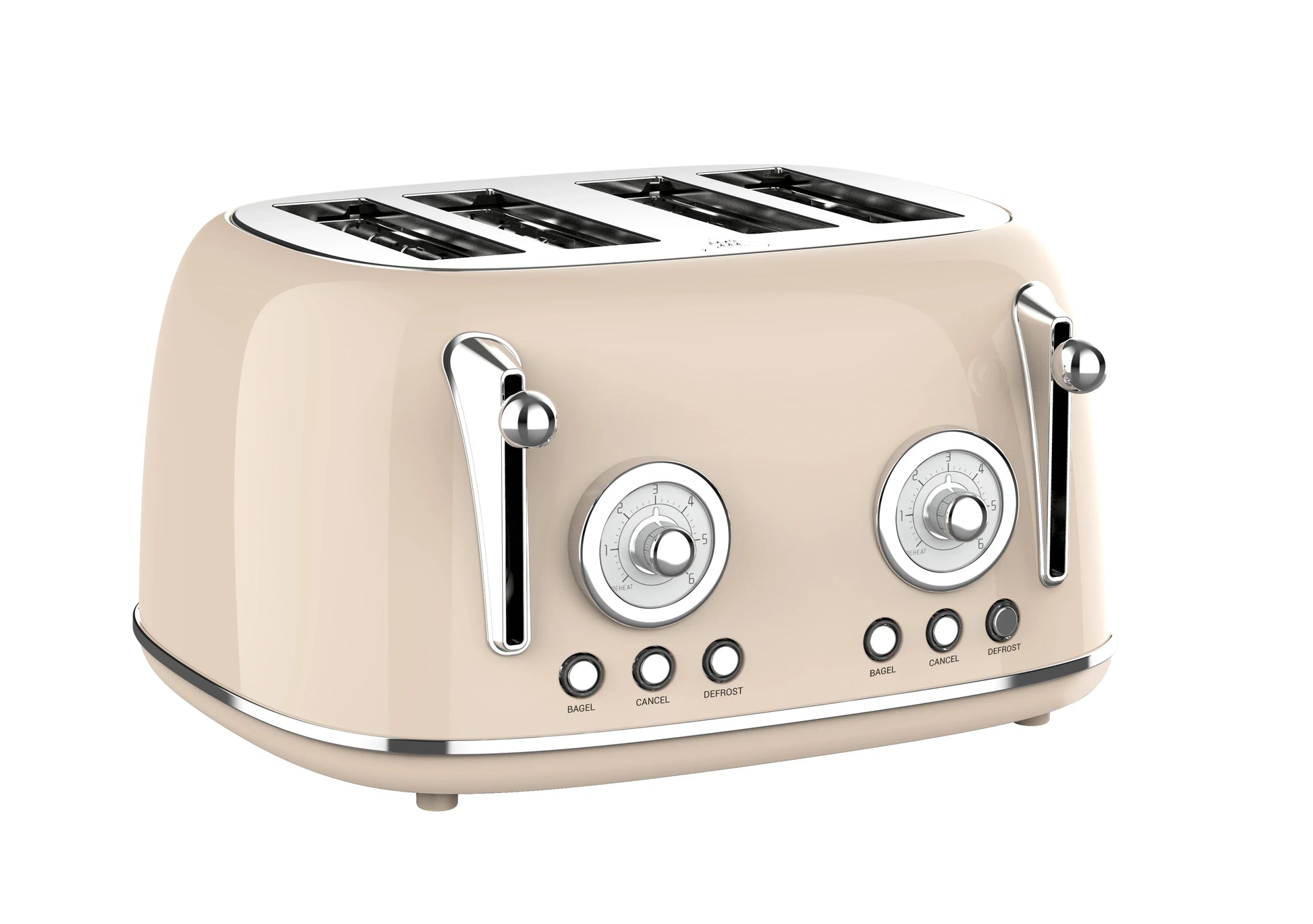 HKM-718291 Four Slice Retro Stainless Steel Pop-Up Toaster with Grill for Household Use
