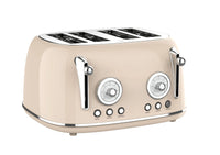 HKM-718291 Four Slice Retro Stainless Steel Pop-Up Toaster with Grill for Household Use