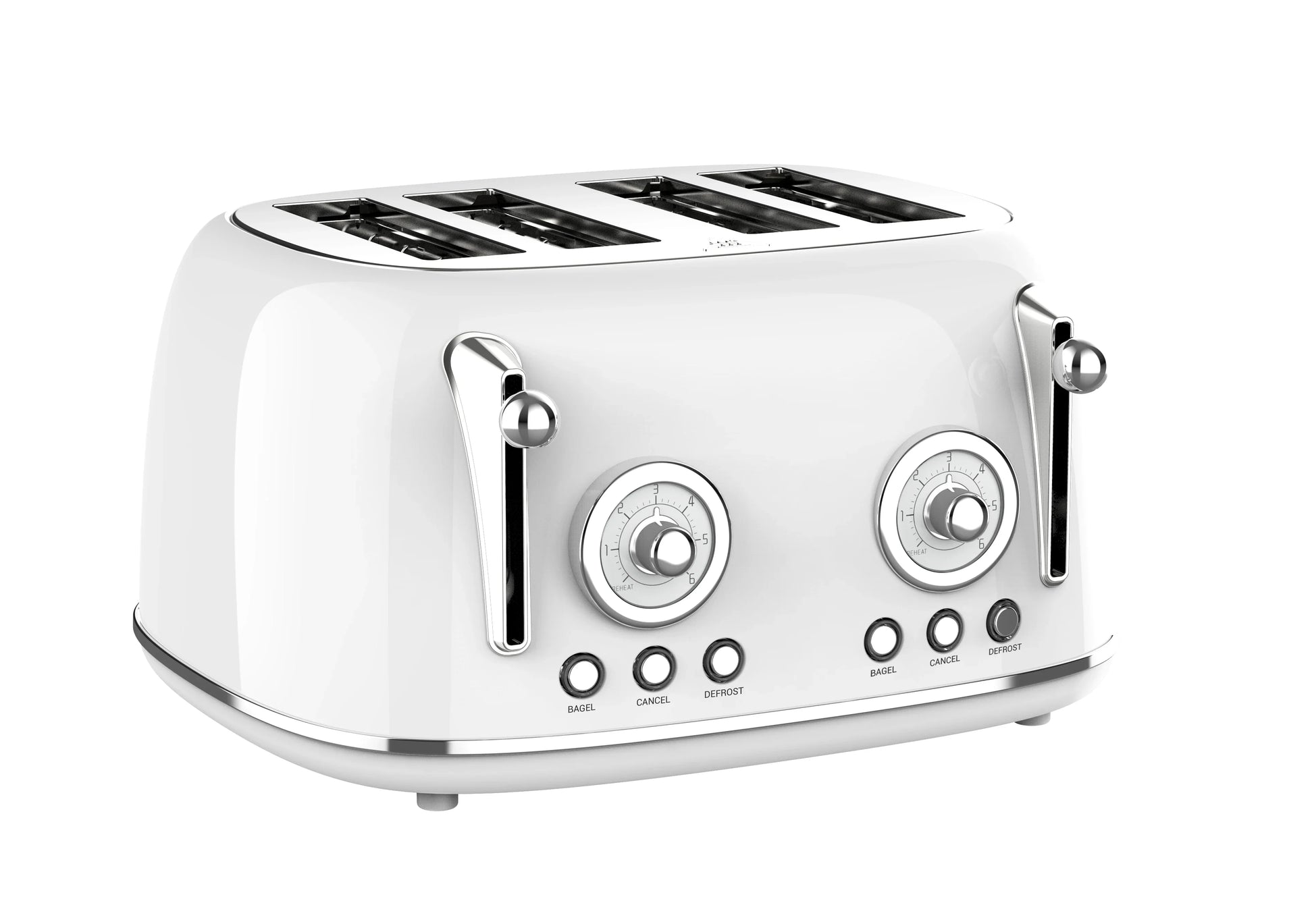 HKM-718291 Four Slice Retro Stainless Steel Pop-Up Toaster with Grill for Household Use