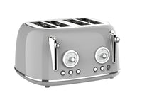 HKM-718291 Four Slice Retro Stainless Steel Pop-Up Toaster with Grill for Household Use