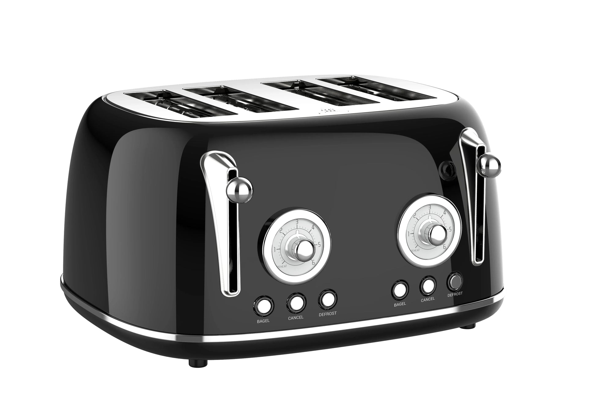 HKM-718291 Four Slice Retro Stainless Steel Pop-Up Toaster with Grill for Household Use