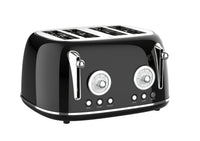HKM-718291 Four Slice Retro Stainless Steel Pop-Up Toaster with Grill for Household Use
