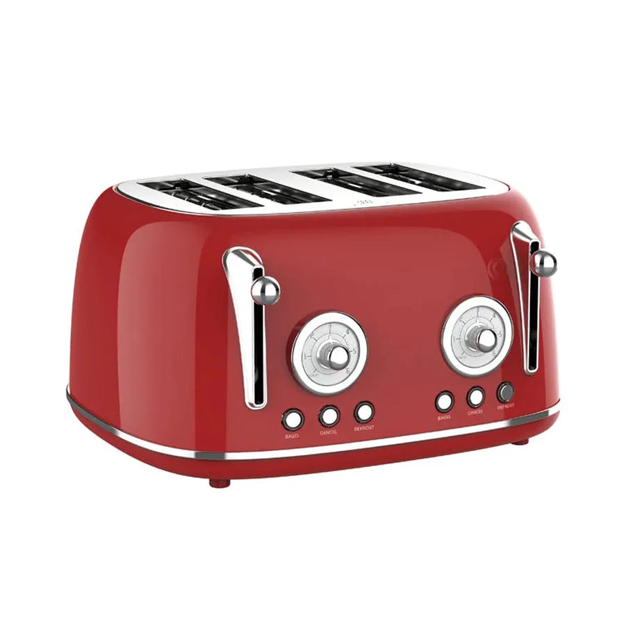HKM-718291 Four Slice Retro Stainless Steel Pop-Up Toaster with Grill for Household Use