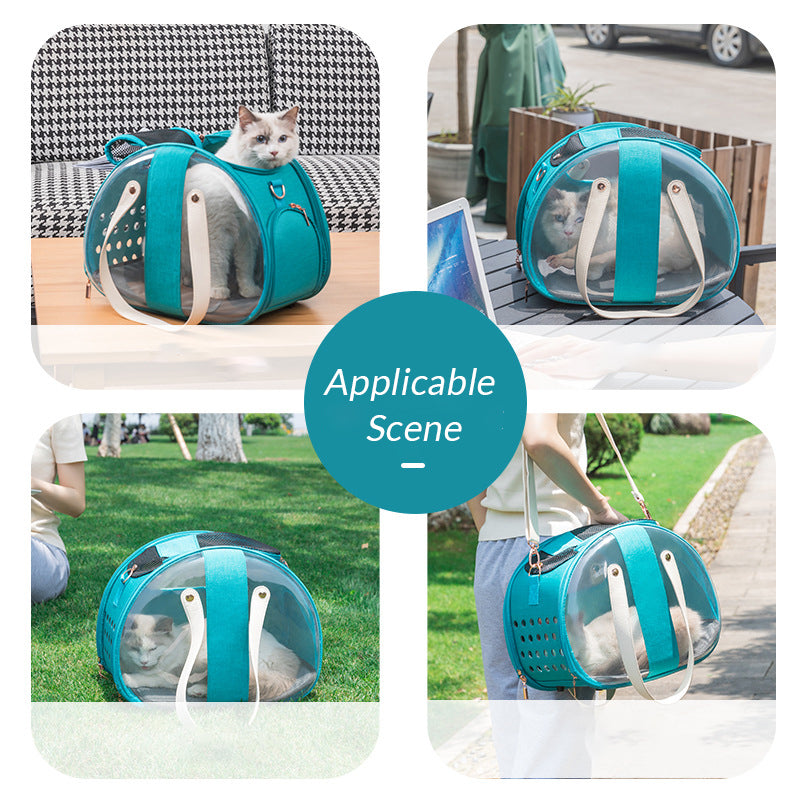 HKM-7183421 Transparent Pet Carrier Backpack for Small Animals - Breathable, Ergonomic Design with Ventilation Holes