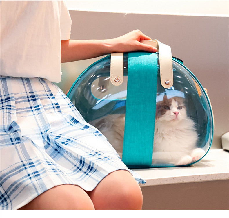 HKM-7183421 Transparent Pet Carrier Backpack for Small Animals - Breathable, Ergonomic Design with Ventilation Holes