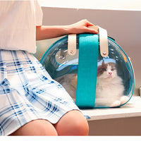 HKM-7183421 Transparent Pet Carrier Backpack for Small Animals - Breathable, Ergonomic Design with Ventilation Holes