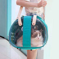 HKM-7183421 Transparent Pet Carrier Backpack for Small Animals - Breathable, Ergonomic Design with Ventilation Holes