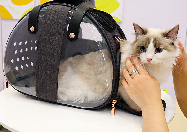 HKM-7183421 Transparent Pet Carrier Backpack for Small Animals - Breathable, Ergonomic Design with Ventilation Holes