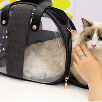 HKM-7183421 Transparent Pet Carrier Backpack for Small Animals - Breathable, Ergonomic Design with Ventilation Holes