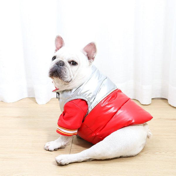 HKM-7183549 Stylish Color-Matching Law Fighting Down Jacket for Pets - White Duck Down, Multiple Sizes Available