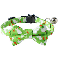 HKM-7184957 Easter Themed Removable Bow Cat Collar with Bell, Adjustable Polyester Design