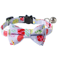 HKM-7184957 Easter Themed Removable Bow Cat Collar with Bell, Adjustable Polyester Design