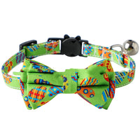 HKM-7184957 Easter Themed Removable Bow Cat Collar with Bell, Adjustable Polyester Design
