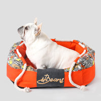 HKM-7187005 Thickening Method Dog Mat in Orange and Yellow, Sizes S and M