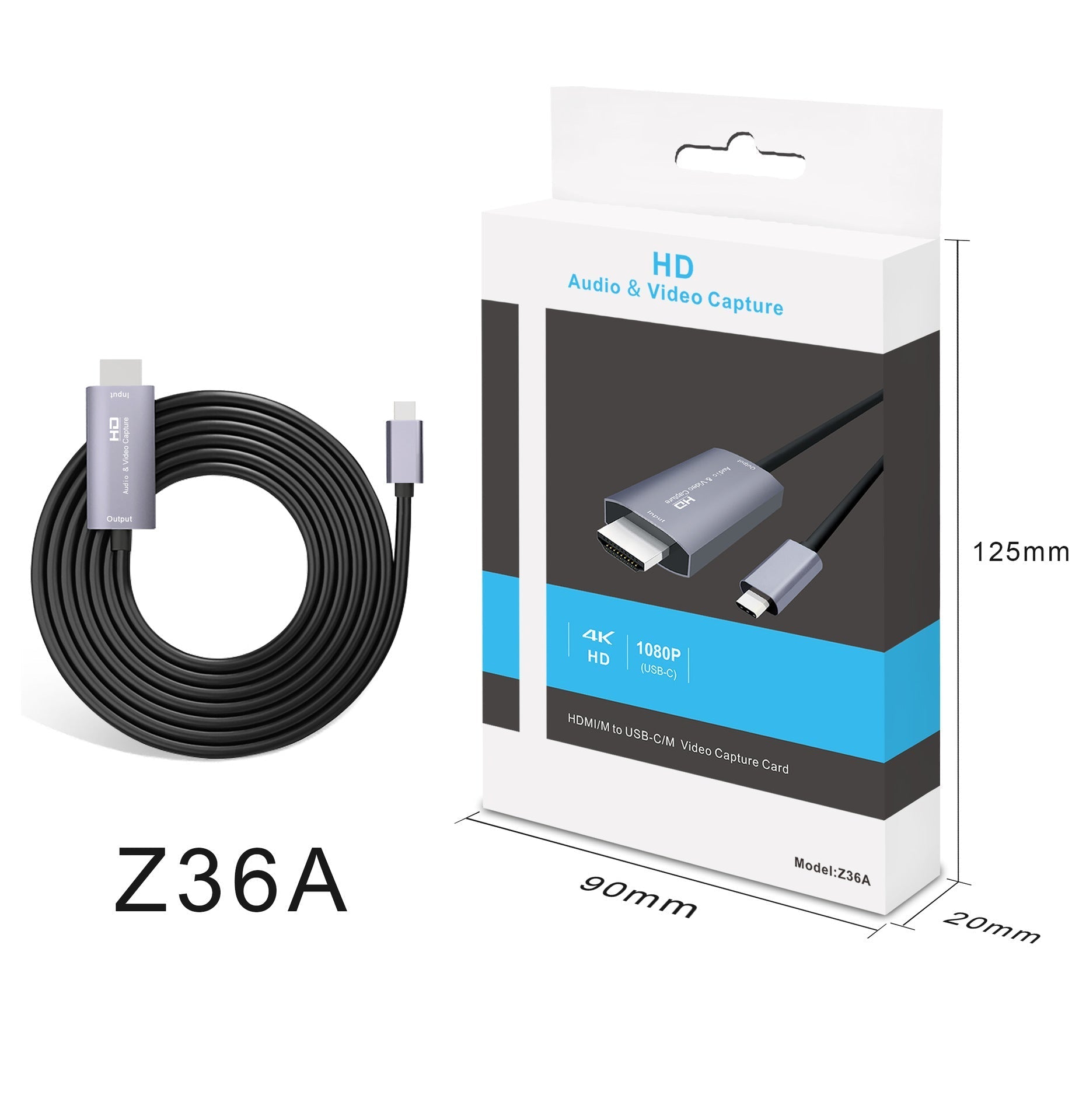 HKM-718931 HDMI Ultra-Clear 4K Input to USB 3.1 Output Capture Card, 1.8m Adapter Cable for Live Broadcasting