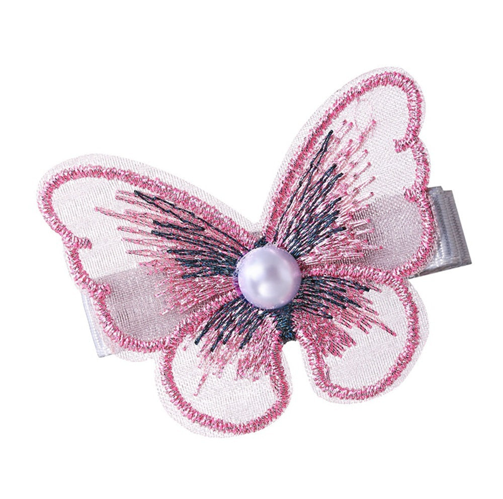 HKM-719123 Pearl Embroidery Butterfly Hairpin Decorative Clip for Women