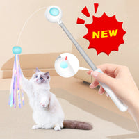 HKM-7193533 2-in-1 Retractable Cat Wand Toy with Laser and Feather Replacements