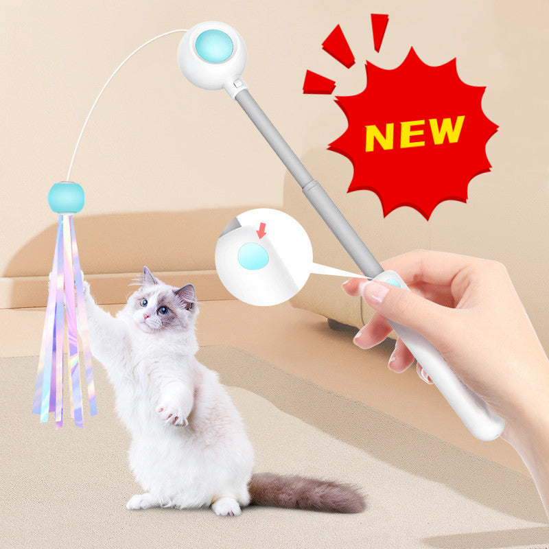 HKM-7193533 2-in-1 Retractable Cat Wand Toy with Laser and Feather Replacements
