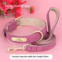 HKM-7194173 Double-Layer Leather Pet Collar with Traction Rope for Small to XL Dogs