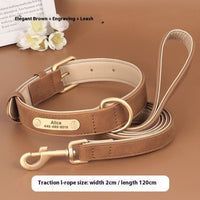 HKM-7194173 Double-Layer Leather Pet Collar with Traction Rope for Small to XL Dogs