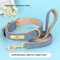 HKM-7194173 Double-Layer Leather Pet Collar with Traction Rope for Small to XL Dogs