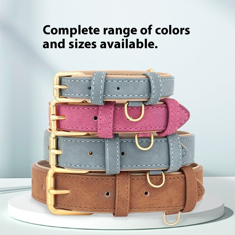 HKM-7194173 Double-Layer Leather Pet Collar with Traction Rope for Small to XL Dogs