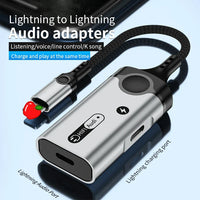 HKM-719443 Nylon Braided 8-Pin to 3.5mm Headphone Jack Adapter for iPhone - 2 in 1 Charging and Audio Splitter