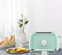 HKM-719443 Retro Style 2-Slice Bread Toaster with Dust Cover for Household Use