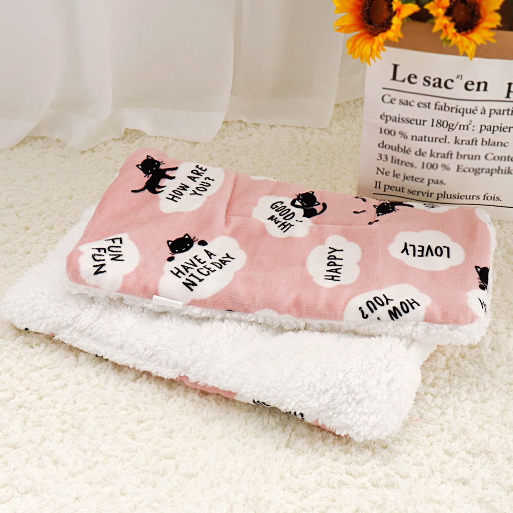 HKM-7194557 Lambskin Flannel and Cashmere Pet Blanket with Cute Cartoon Design