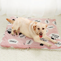 HKM-7194557 Lambskin Flannel and Cashmere Pet Blanket with Cute Cartoon Design