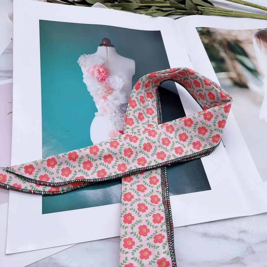 HKM-7195069 Floral Red Cotton Triangle Scarf for Small Dogs - Adjustable Sizes Available