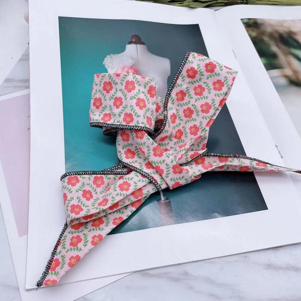 HKM-7195069 Floral Red Cotton Triangle Scarf for Small Dogs - Adjustable Sizes Available