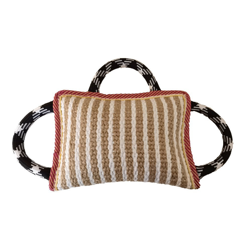 HKM-7195965 Durable Jute Bite Pillow with Handles for Tug of War and Interactive Play for Medium to Large Dogs