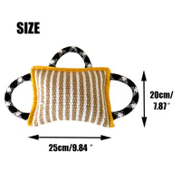 HKM-7195965 Durable Jute Bite Pillow with Handles for Tug of War and Interactive Play for Medium to Large Dogs